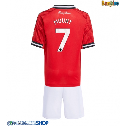 Maglie da calcio Manchester United Mason Mount #7 Prima Maglia Bambino 2025-26 Manica Corta + Pantaloni corti)